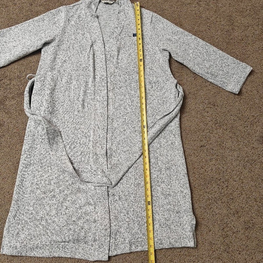 LL Bean Womens Gray Marled Sweater Fleece Robe 507457 Small Regular Tie Waist - Picture 12 of 15